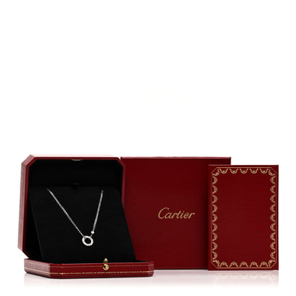 Cartier 18K White Gold 2 Diamond LOVE Necklace 5 of 5