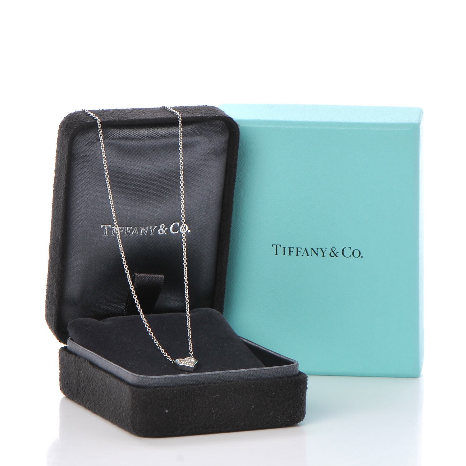 Tiffany Platinum Diamond Heart Pendant Necklace 8 of 8
