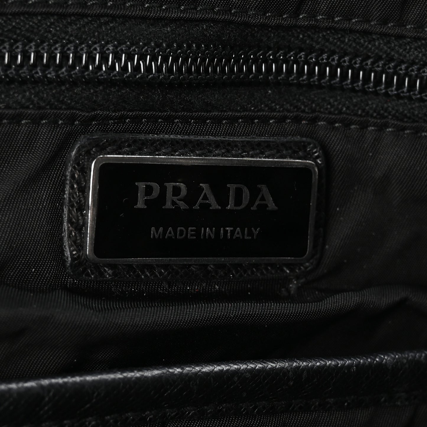 Re-Nylon Saffiano Logo Double Buckle Backpack Black