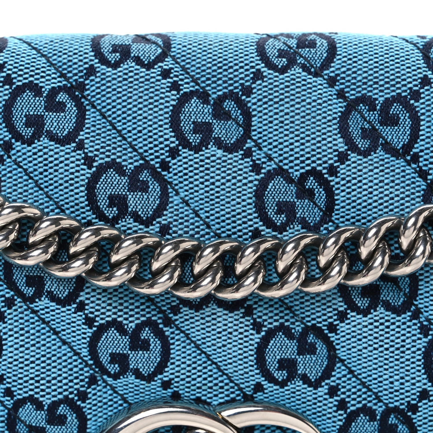 Gucci Monogram Multicolor Matelasse Diagonal Small GG Marmont Shoulder Bag Light Blue Pink Blue Green Red 8 of 10