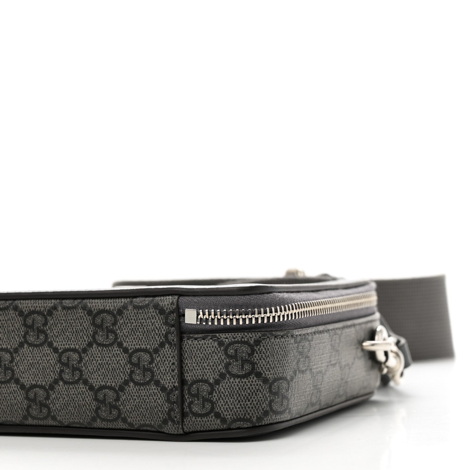 Gucci GG Supreme Monogram Textured Dollar Calfskin Small Ophidia Top Handle Shoulder Grey Black Graphite Grey 10 of 10