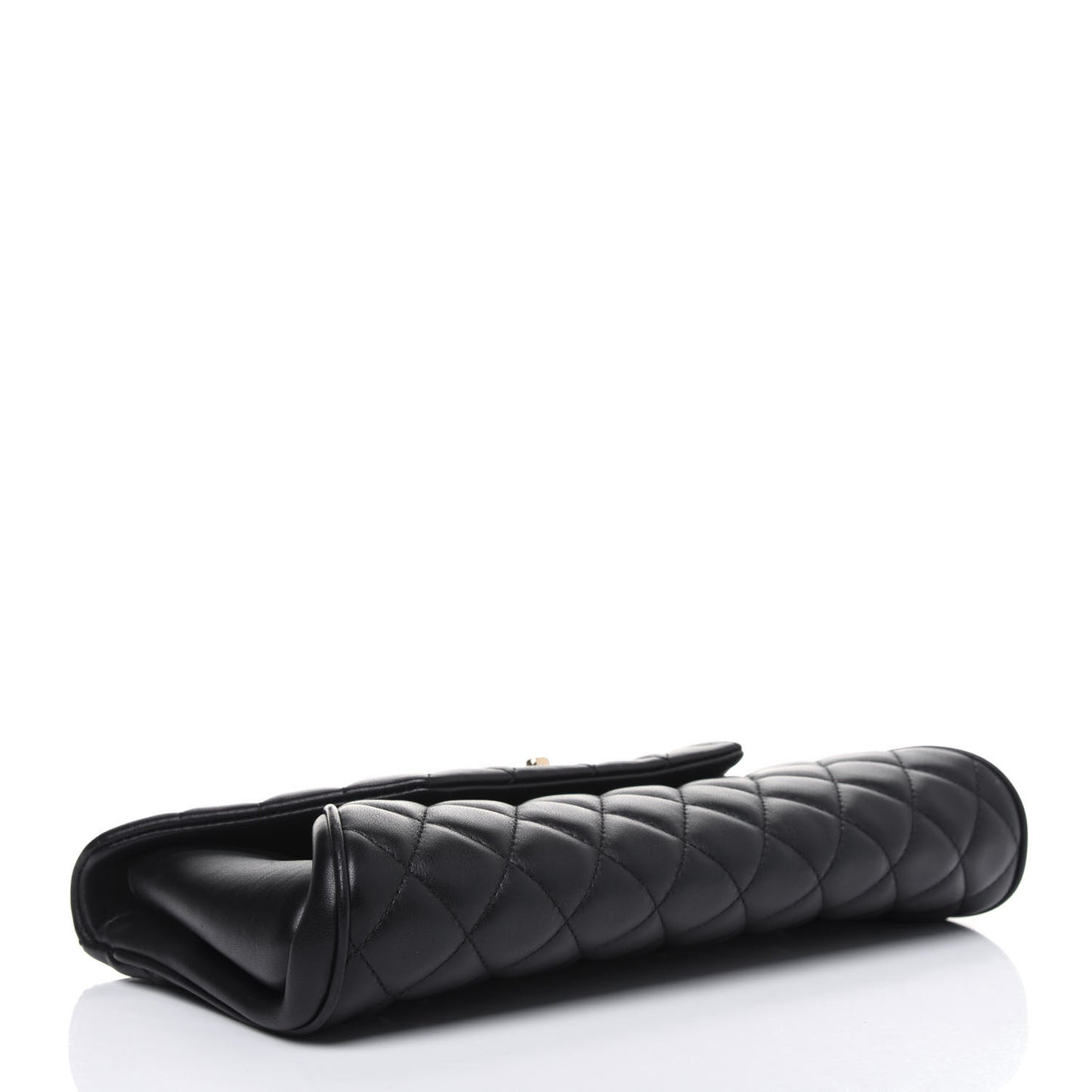 Lambskin Quilted Fold Up Again Clutch Black