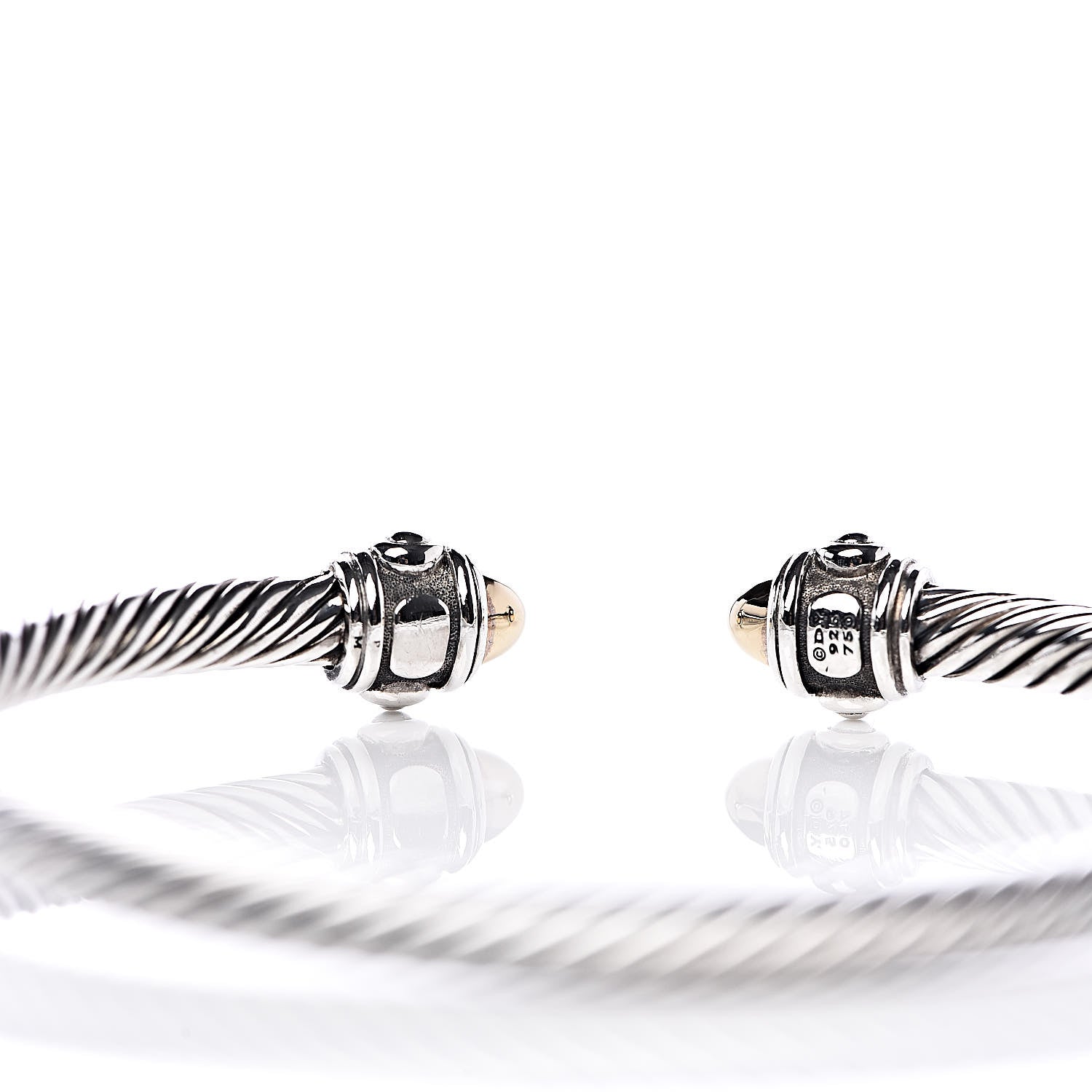 David Yurman Sterling Silver 18K Yellow Gold 3.5mm Cable Renaissance Bracelet 4 of 5