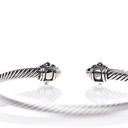 David Yurman Sterling Silver 18K Yellow Gold 3.5mm Cable Renaissance Bracelet 4 of 5