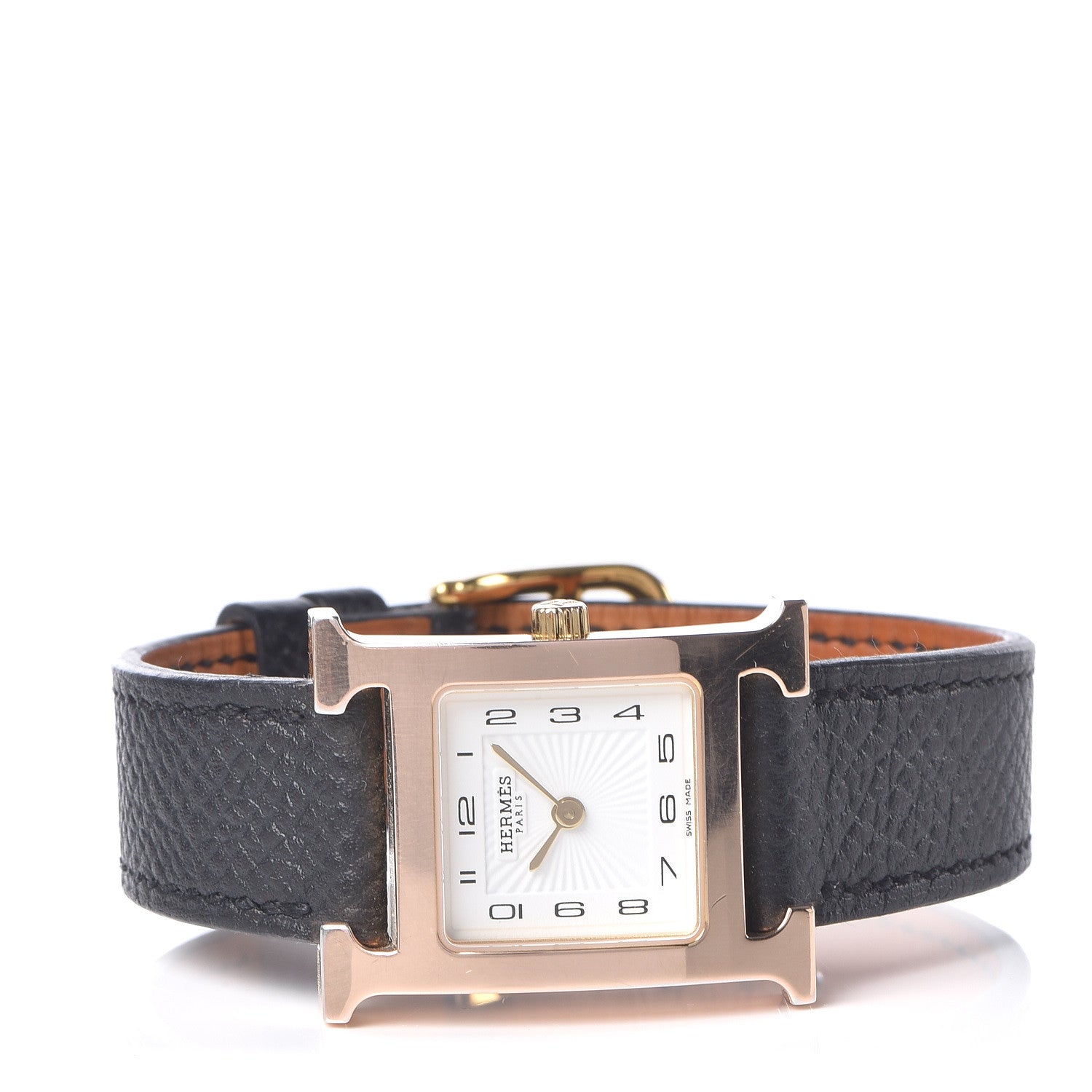 Hermes Stainless Steel Epsom 21mm Heure H Hour Quartz Watch Noir 3 of 12
