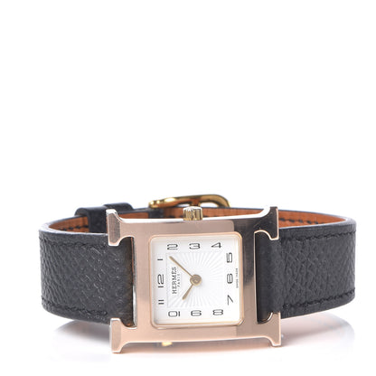 Hermes Stainless Steel Epsom 21mm Heure H Hour Quartz Watch Noir 3 of 12