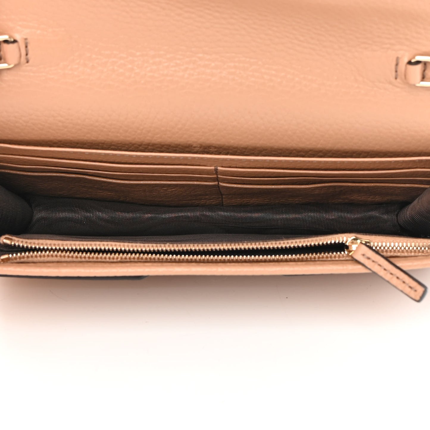 Pebbled Calfskin Soho Wallet on Chain Camelia