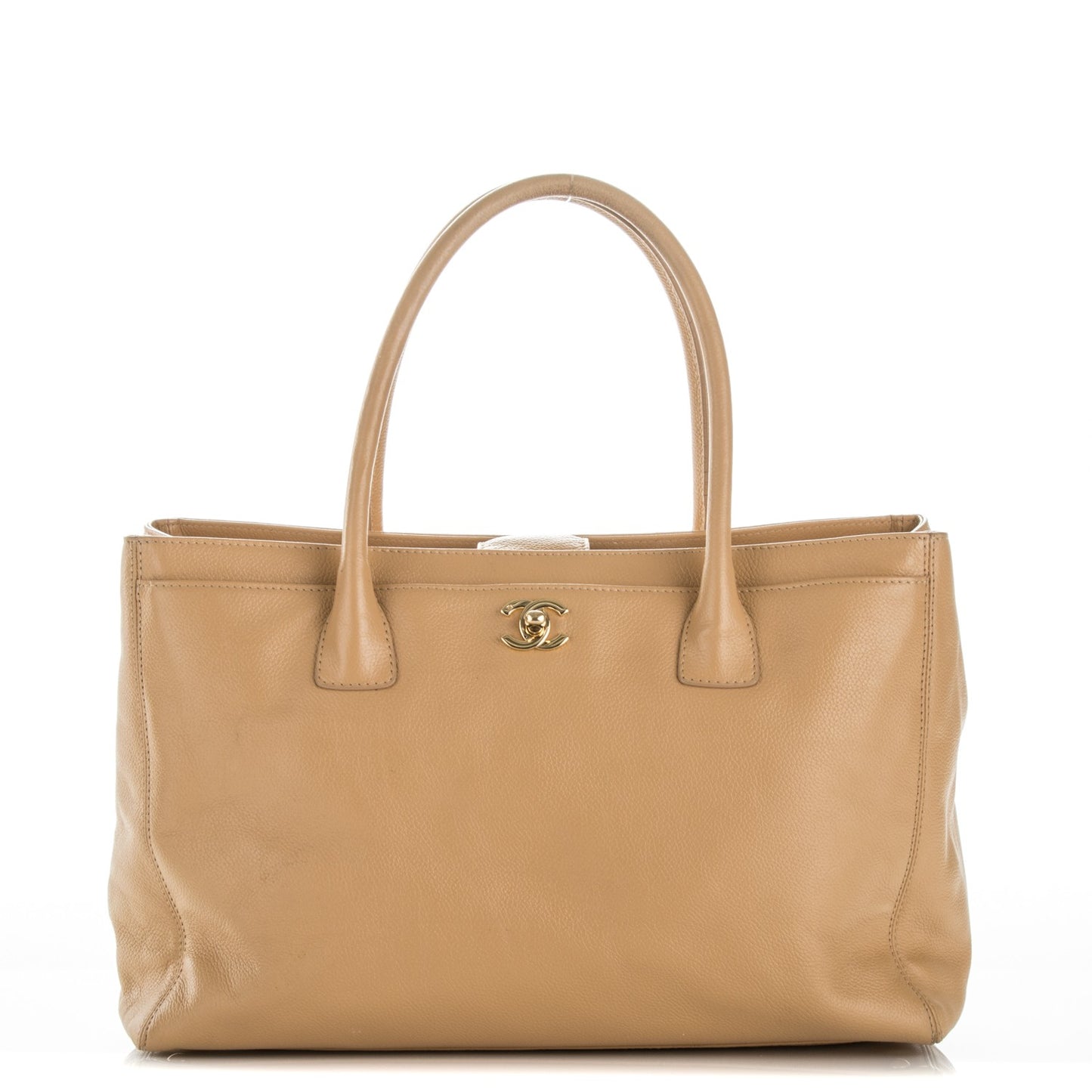 Calfskin Cerf Executive Shopper Tote Beige