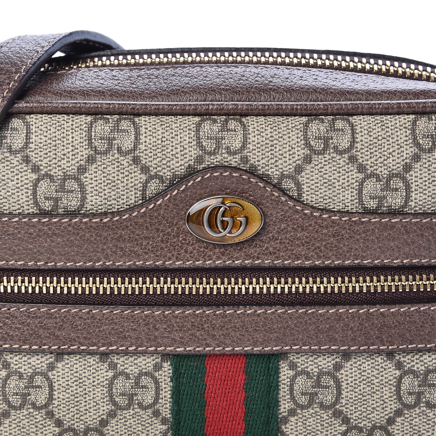 GG Supreme Monogram Web Mini Ophidia Shoulder Bag Brown