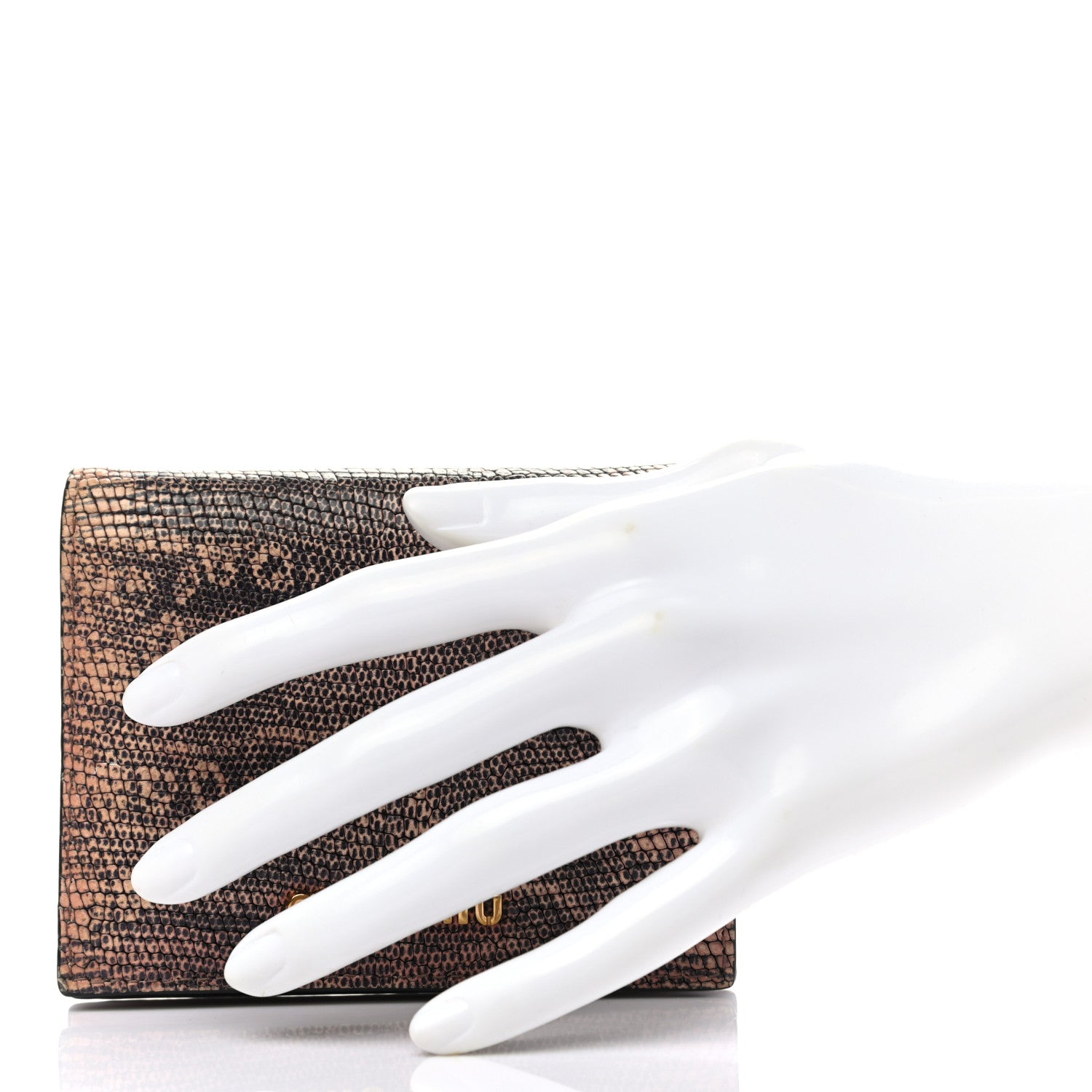 Miu Miu Lizard Embossed Goatskin Madras Cuori Compact Wallet Orchidea 2 of 8