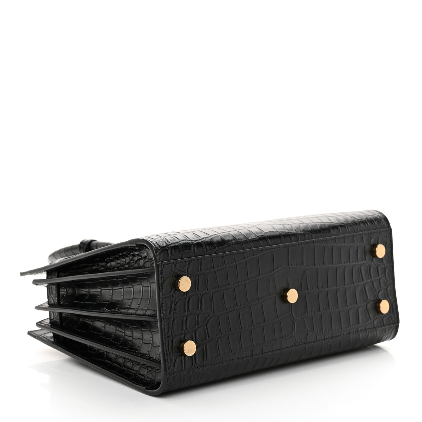 Calfskin Crocodile Embossed Baby Sac De Jour Black