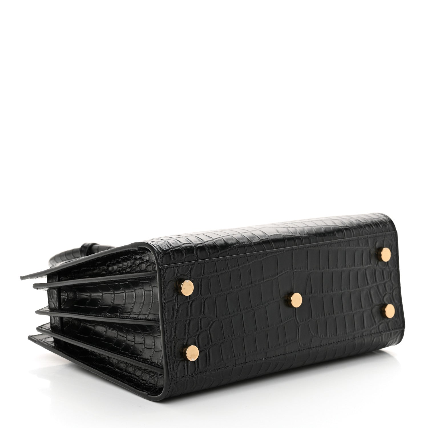 Saint Laurent Calfskin Crocodile Embossed Baby Sac De Jour Black 4 of 10
