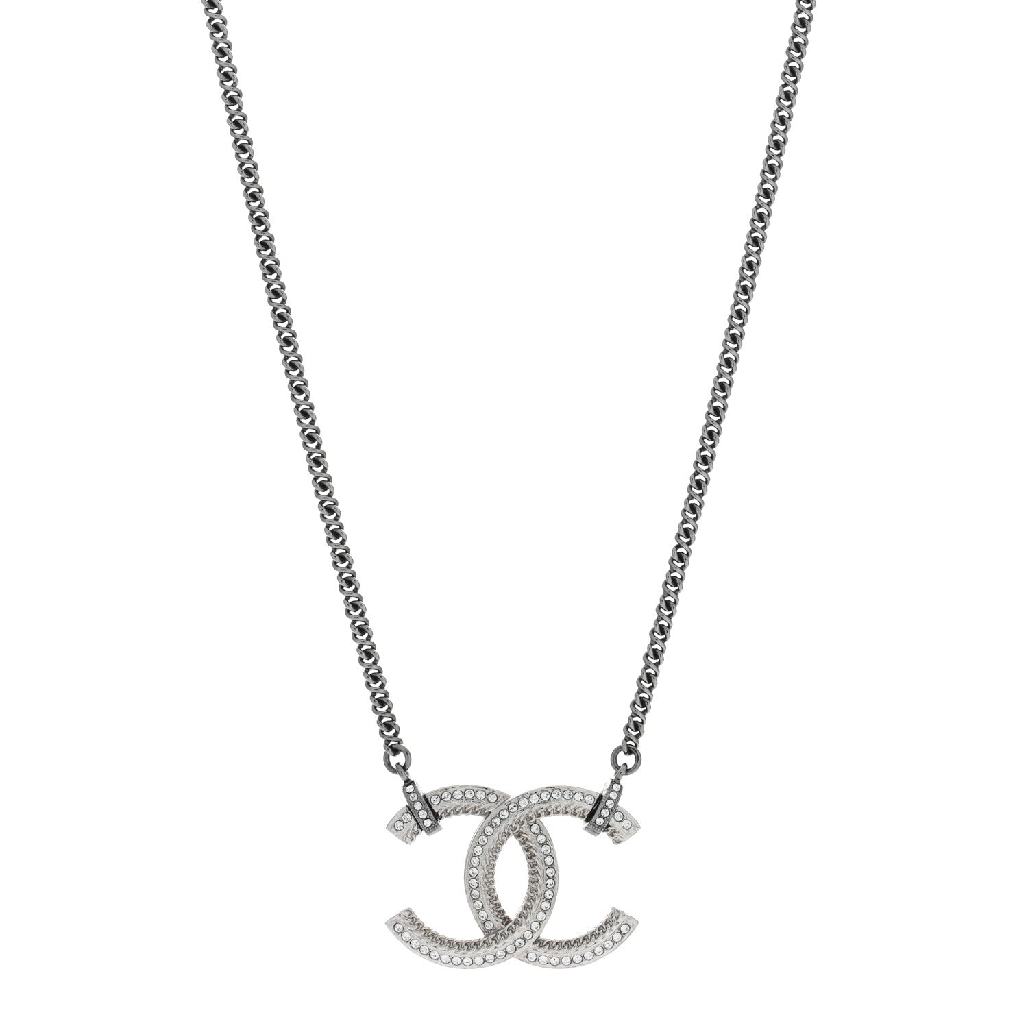 Chanel Ruthenium Crystal CC Chain Necklace 1 of 4