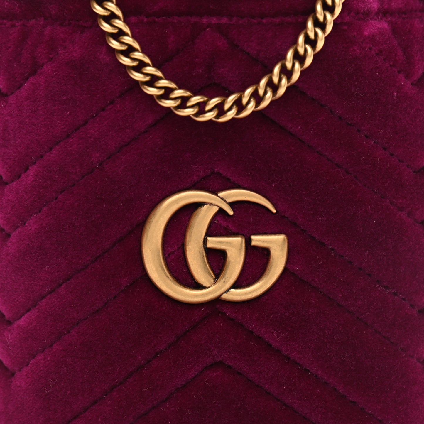 Velvet Matelasse Mini GG Marmont 2.0 Bucket Bag Fuchsia Violet Cyclamen