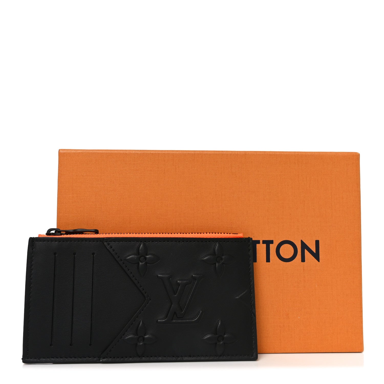 Louis Vuitton Calfskin Debossed Monogram Seal Coin Card Holder Black 7 of 7