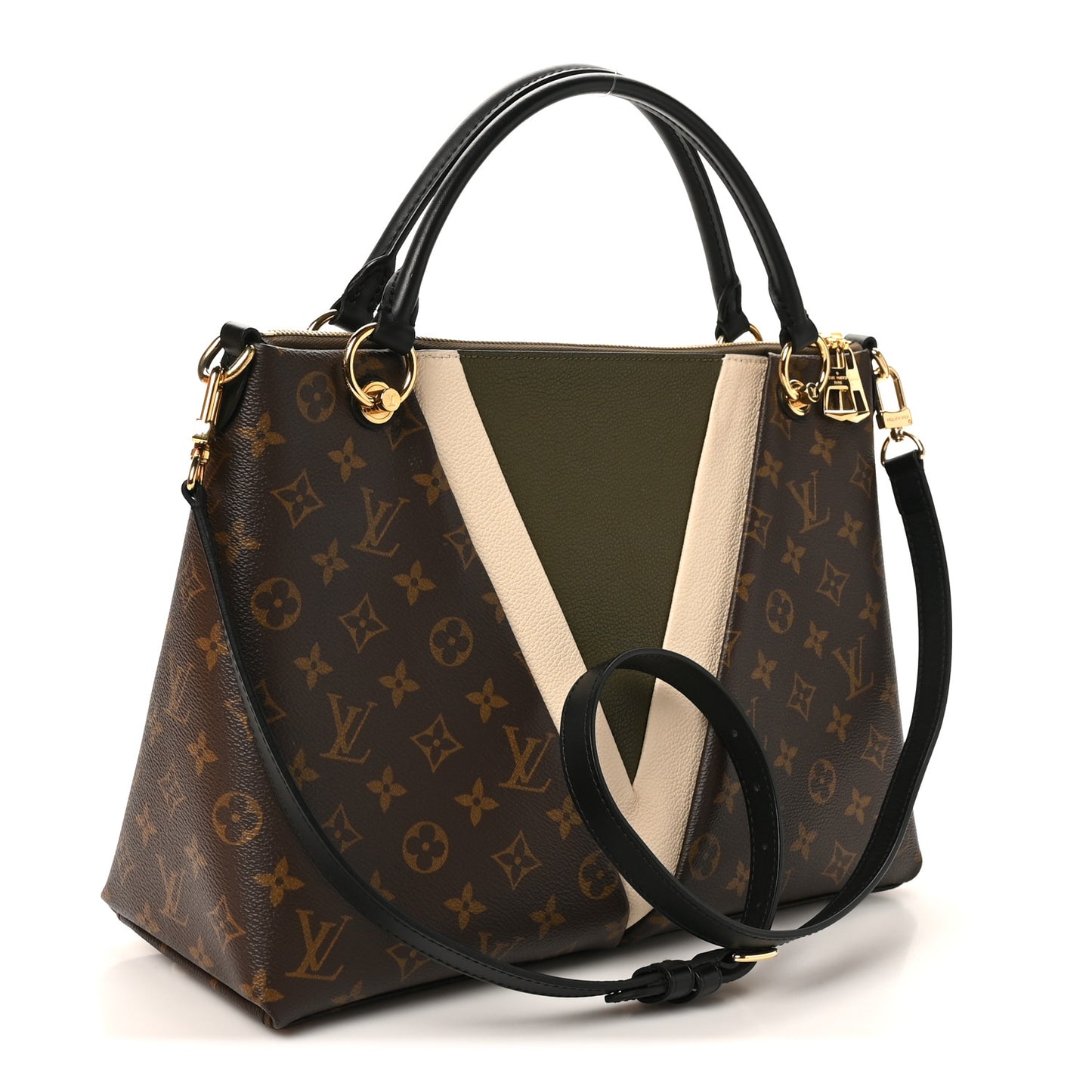 Monogram V Tote MM Khaki Cream