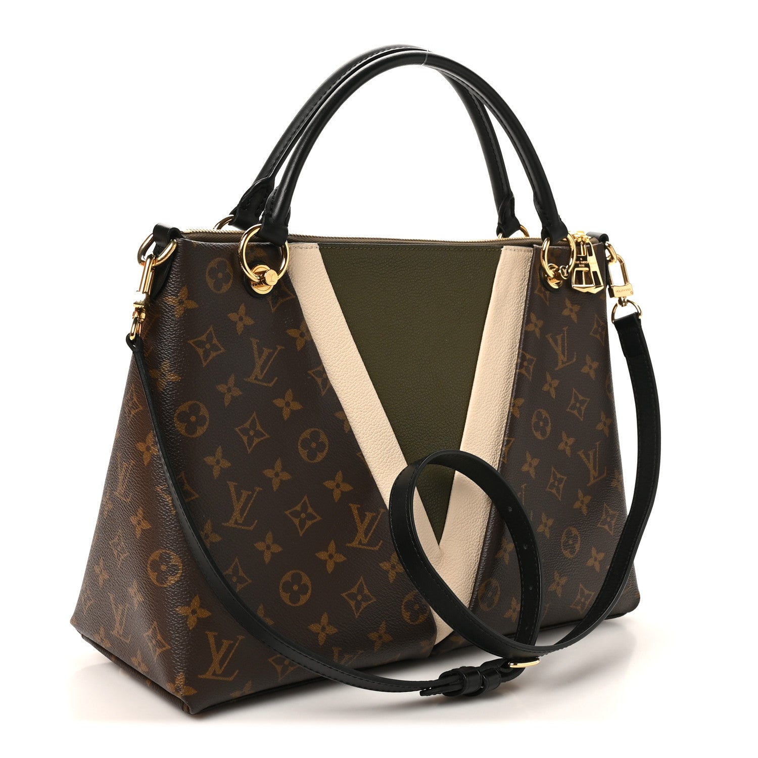 Louis Vuitton Monogram V Tote MM Khaki Cream 3 of 10