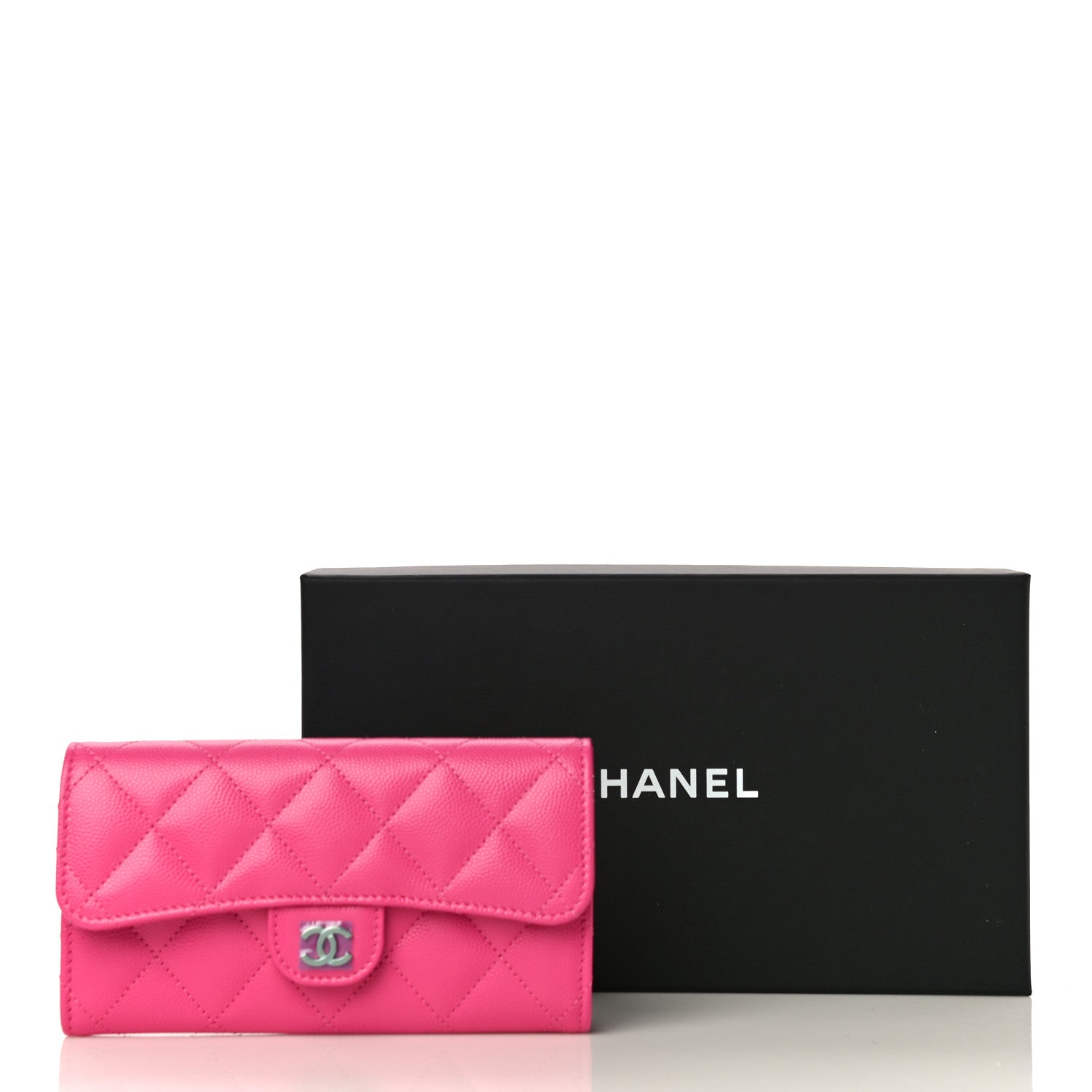 Chanel Caviar Quilted Medium Flap Wallet Dark Pink 12 of 12