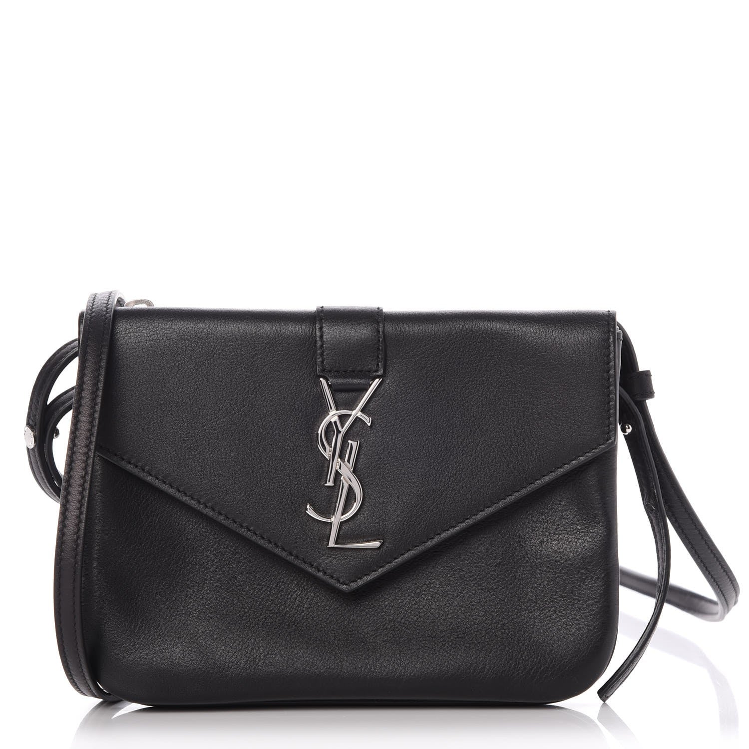 Saint Laurent Calfskin Monogram Tri Pocket Crossbody Bag Black 1 of 10