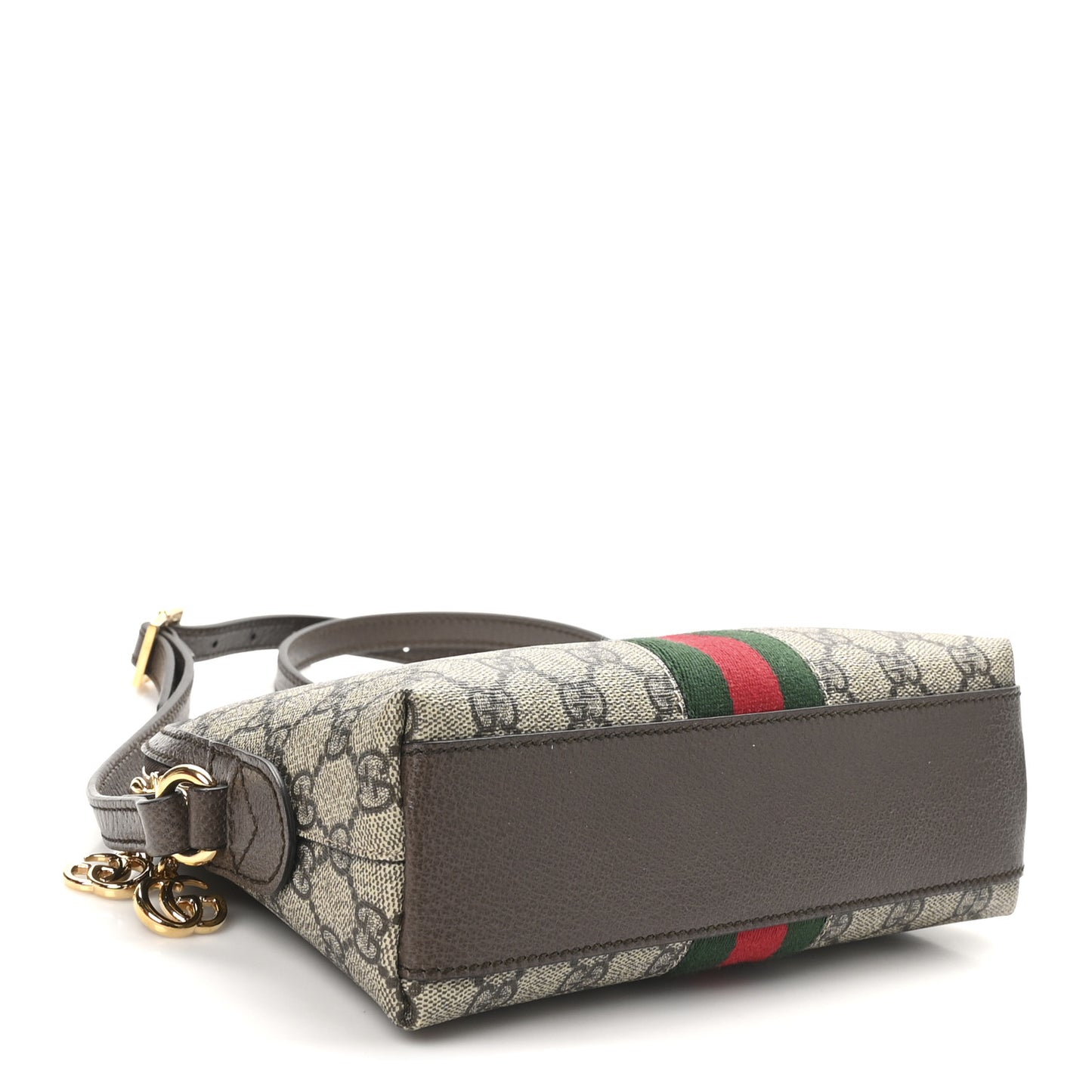 GG Supreme Monogram Textured Dollar Calfskin Web Small Ophidia Dome Shoulder Bag Beige Ebony New Acero