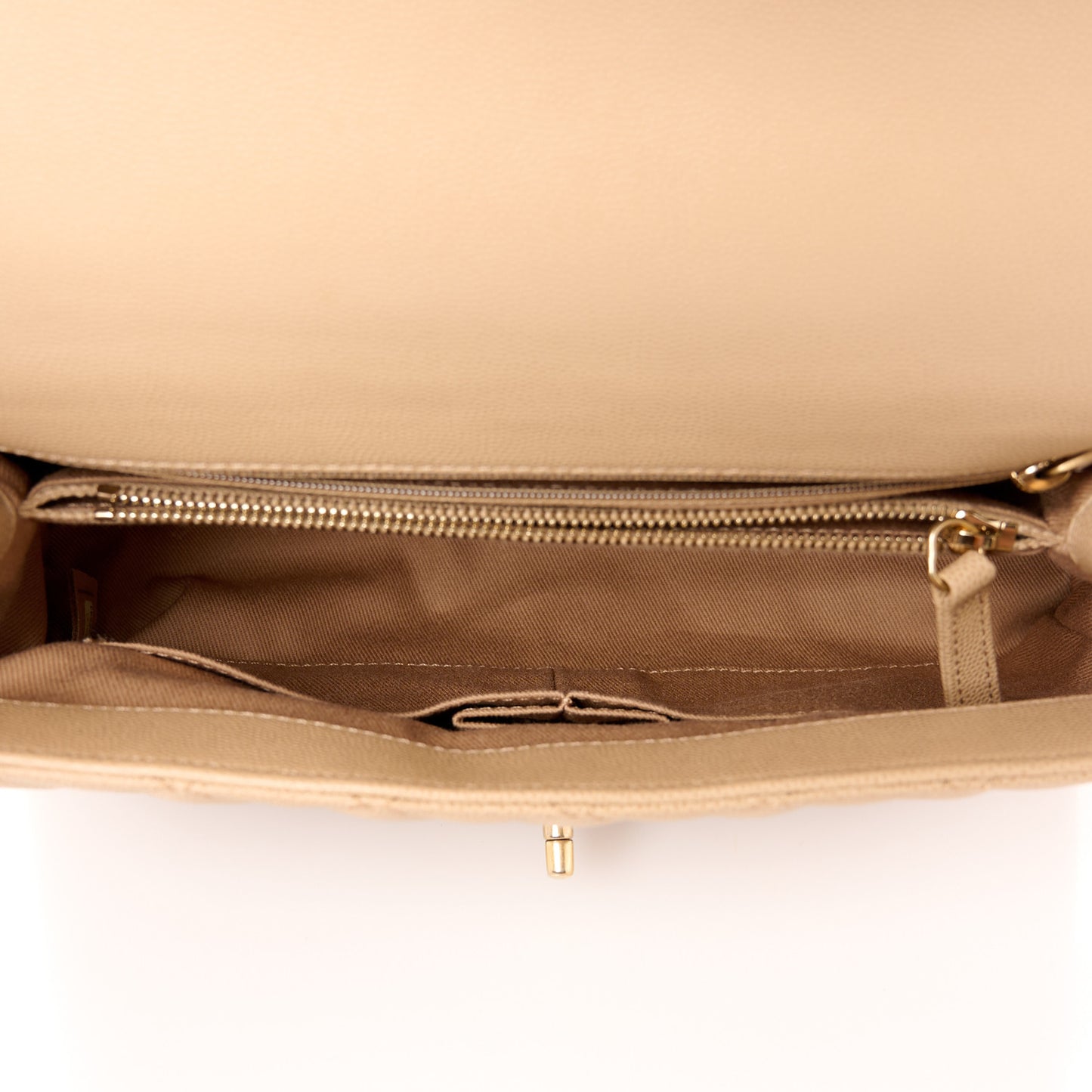 Caviar Lizard Embossed Quilted Small Coco Handle Flap Beige