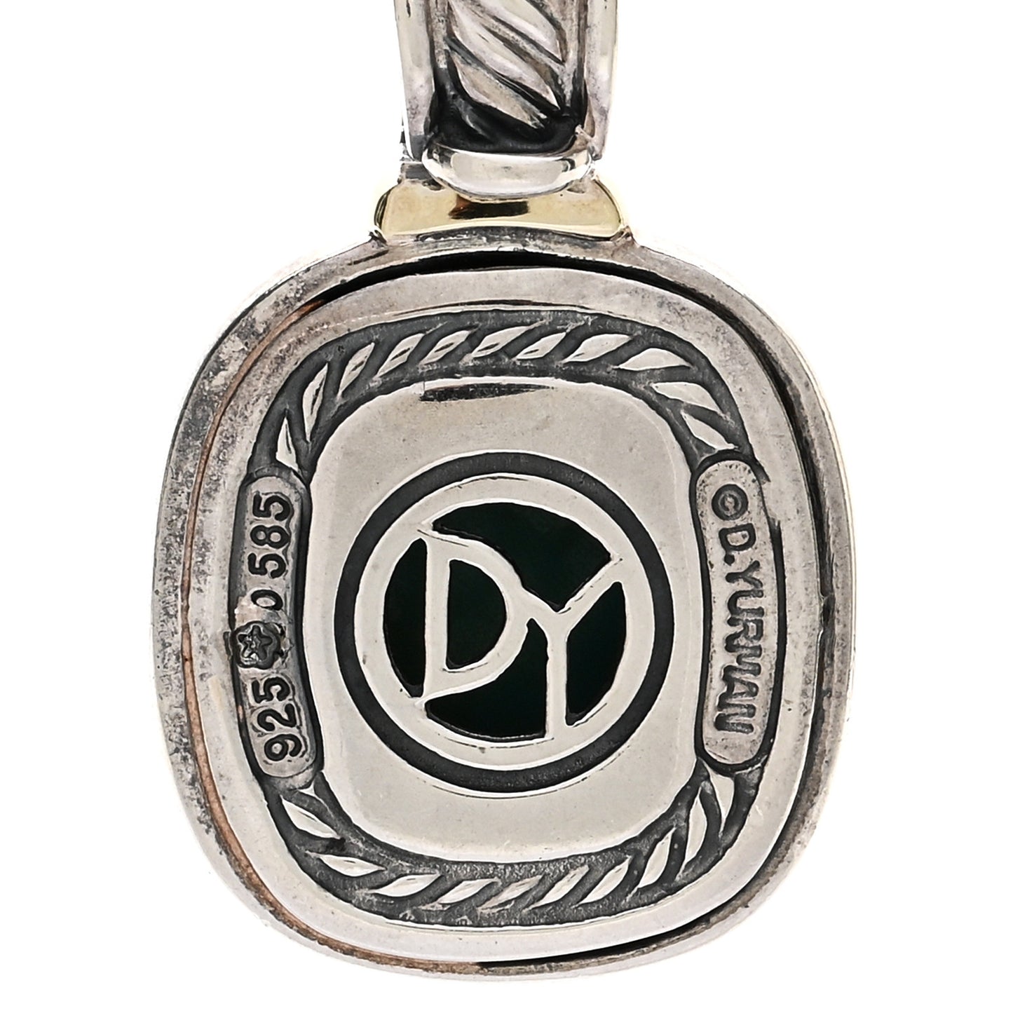 Sterling Silver 14K Yellow Gold Turquoise 10mm Albion Enhancer Pendant