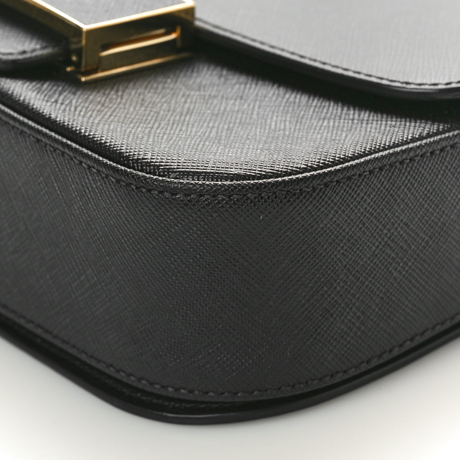 Prada Saffiano Lux Embleme Flap Shoulder Bag Black 10 of 10