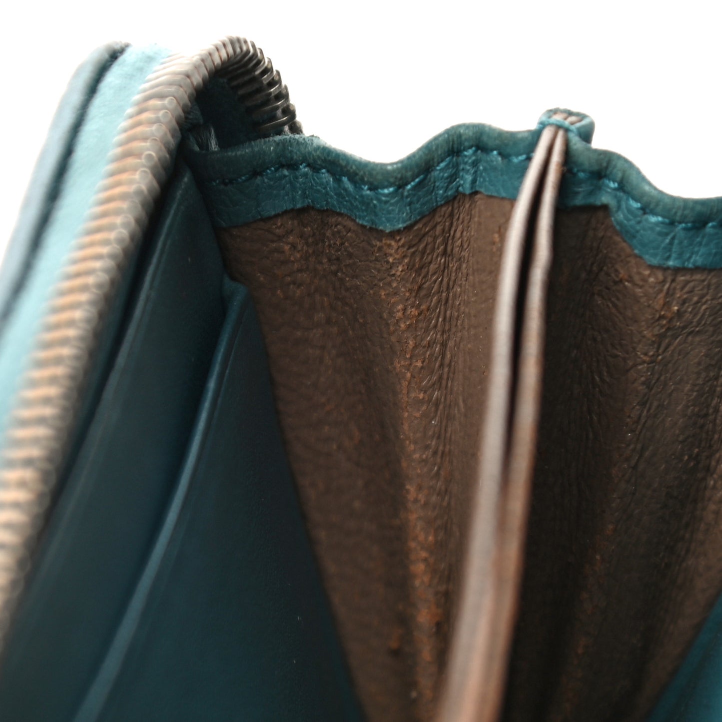 Nappa Intrecciato Zip Around Coin Purse Lagoon