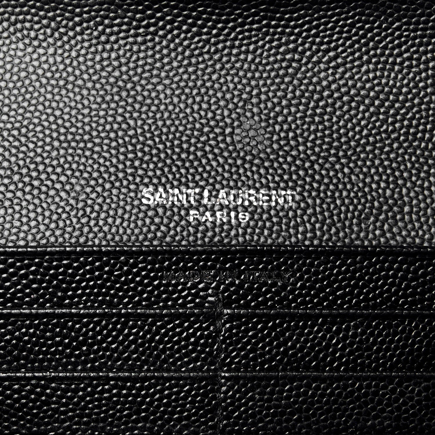 Saint Laurent Grain De Poudre Matelasse Chevron Monogram Flap Wallet Black 6 of 9