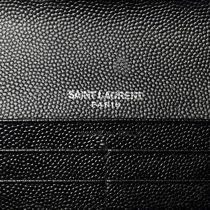Saint Laurent Grain De Poudre Matelasse Chevron Monogram Flap Wallet Black 6 of 9