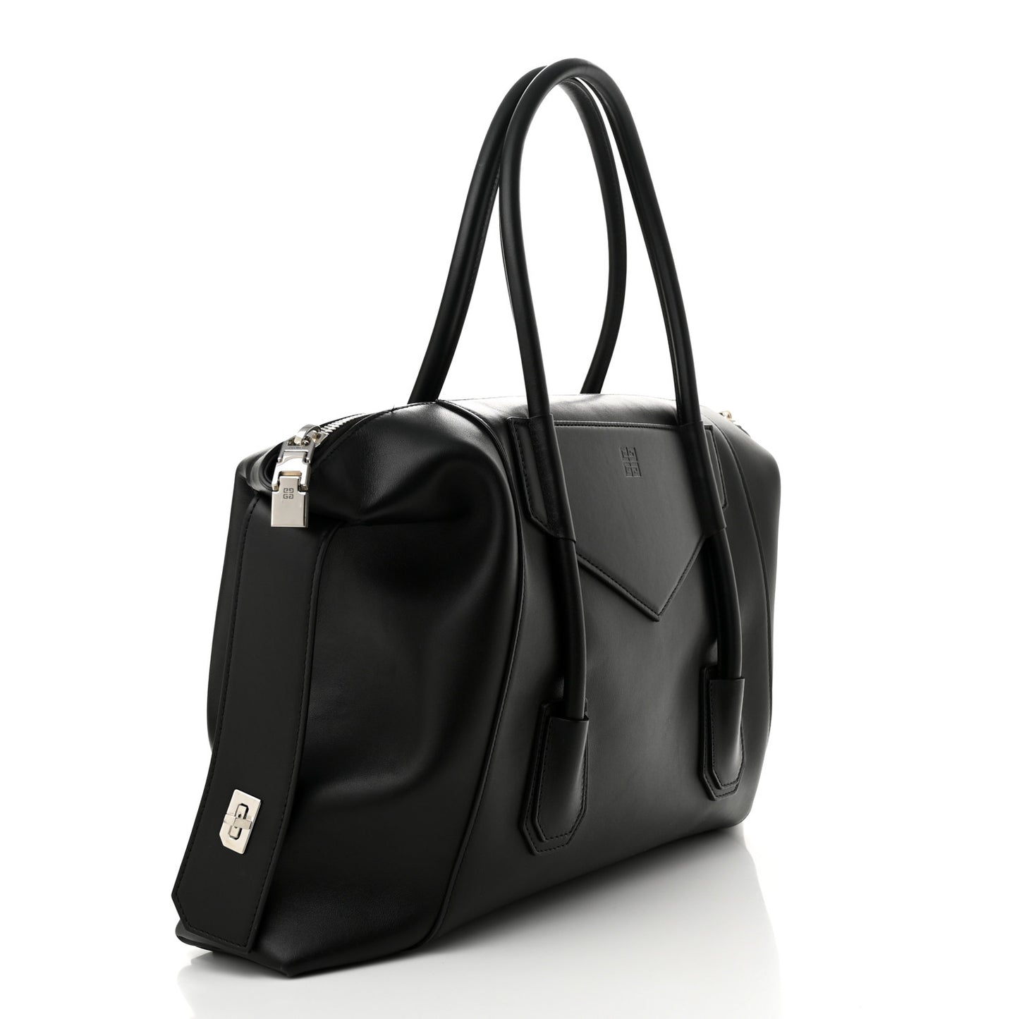 Smooth Calfskin Medium Antigona Lock Duffle Bag Black
