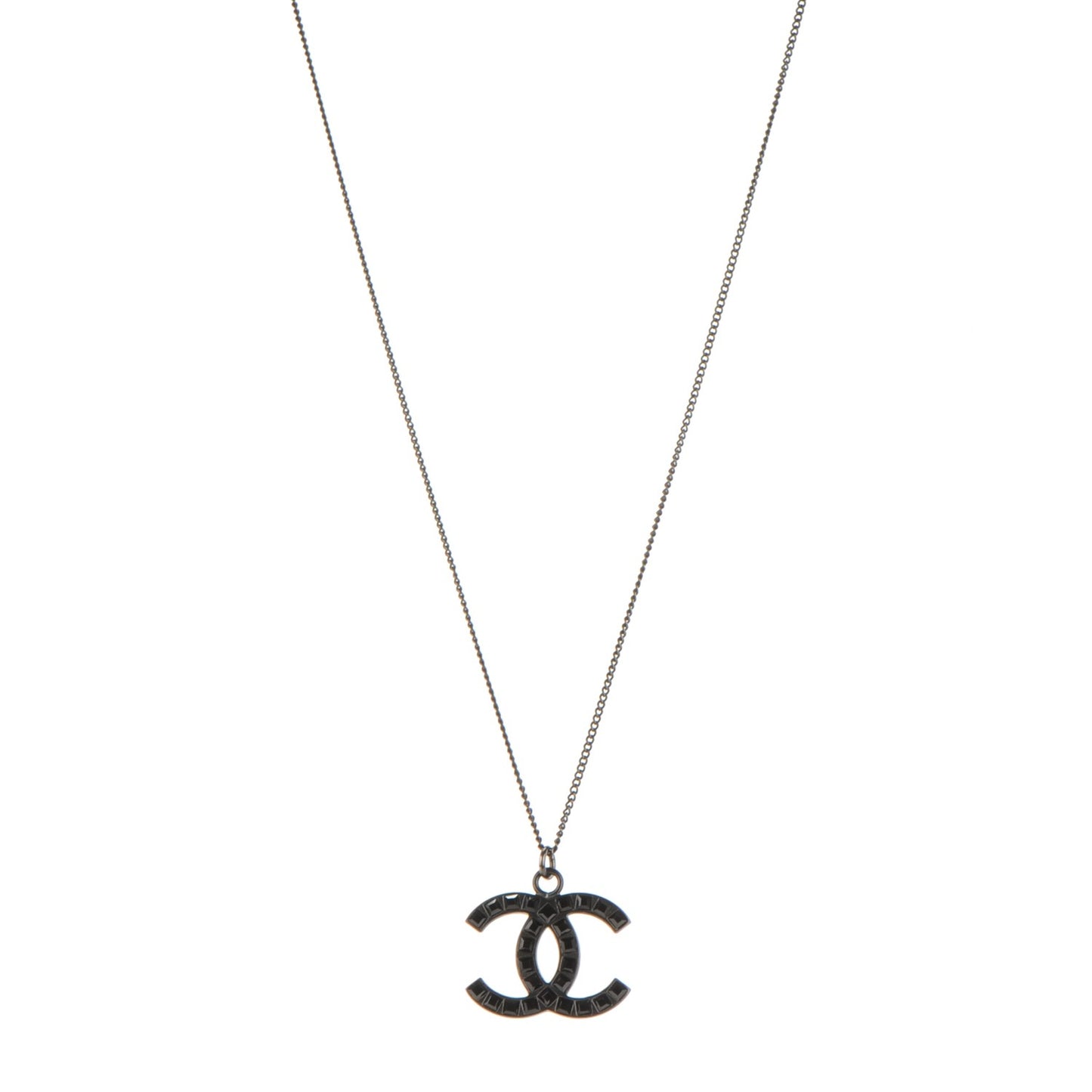 Ruthenium Baguette Crystal CC Necklace Black