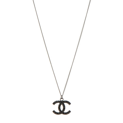 Chanel Ruthenium Baguette Crystal CC Necklace Black 1 of 4