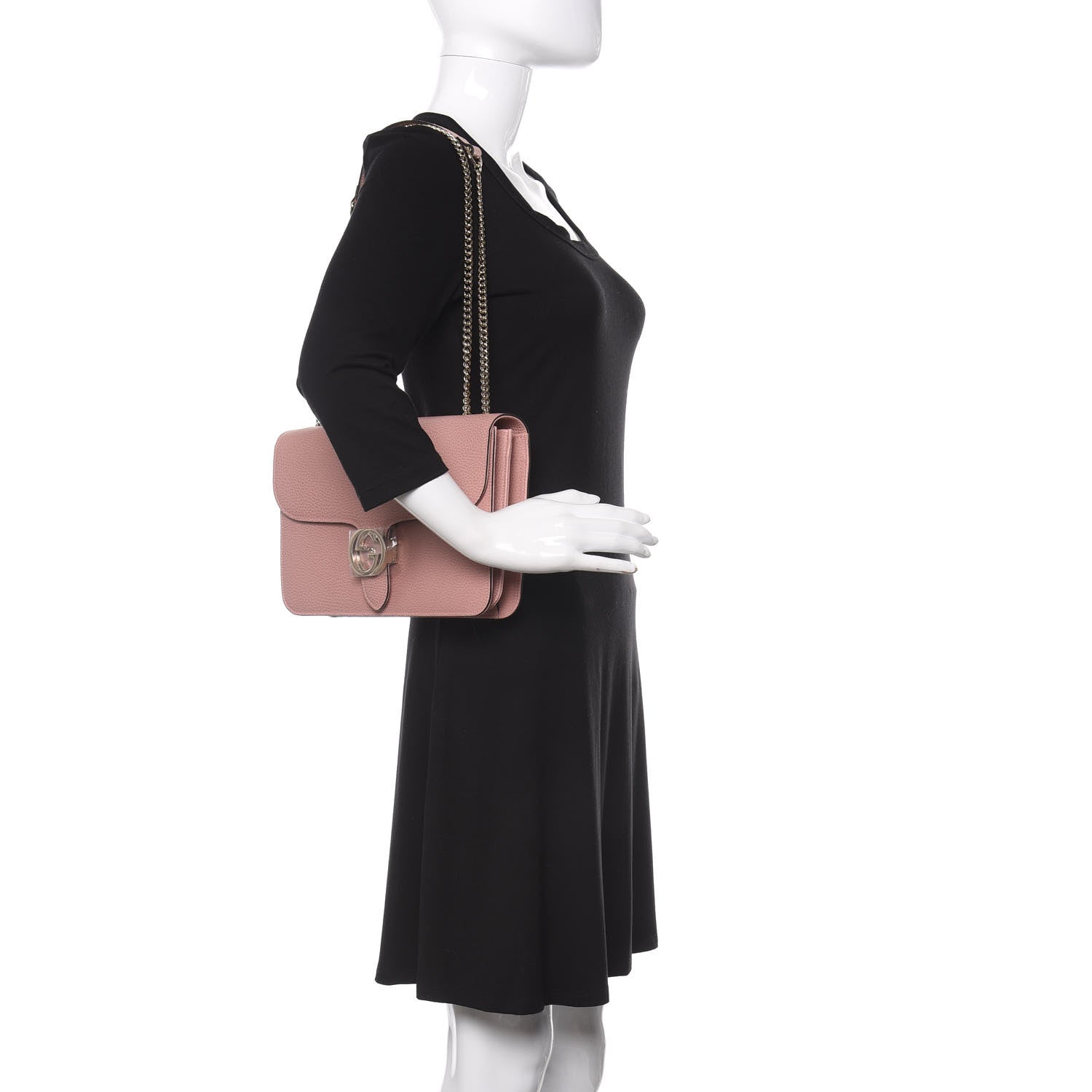 Gucci Dollar Calfskin Interlocking G Shoulder Bag Soft Pink 2 of 10