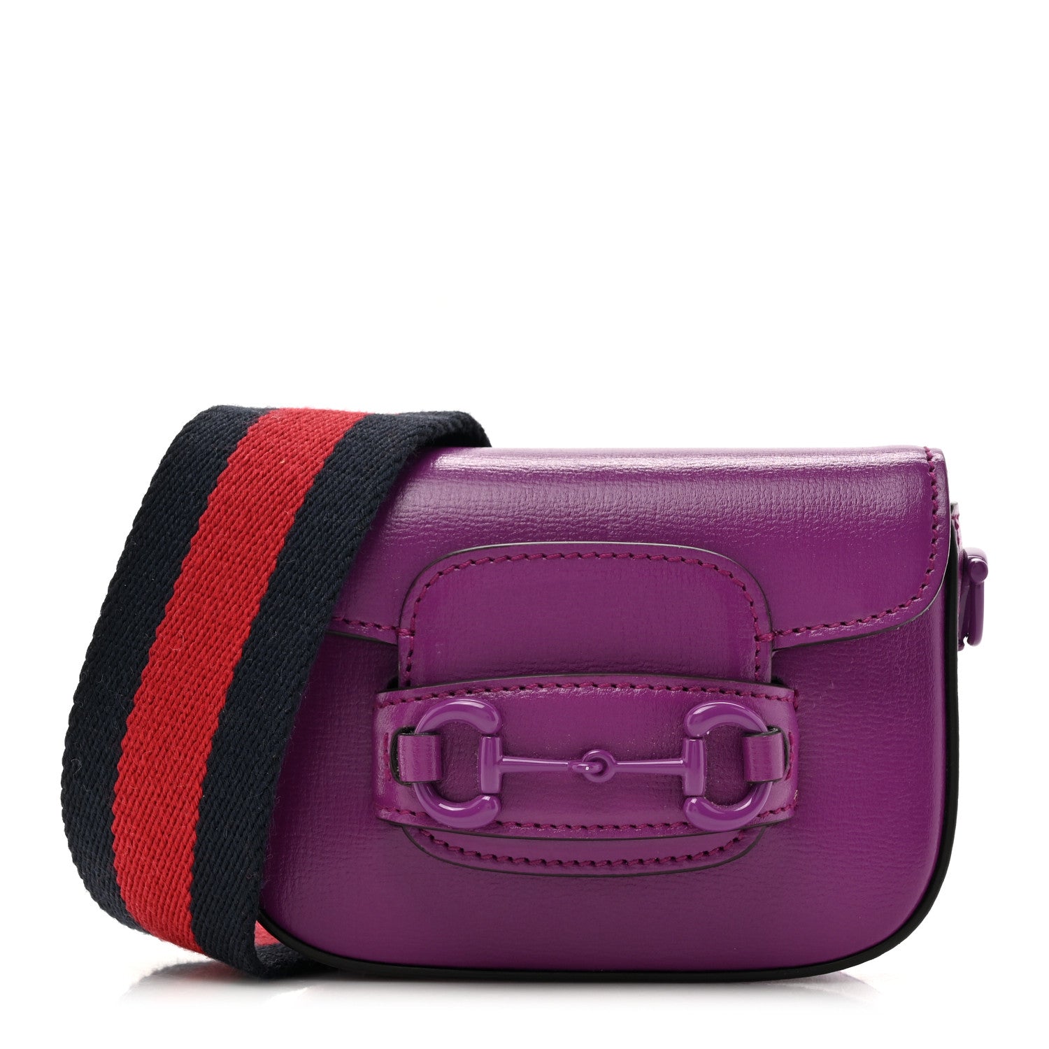 Gucci Azalea Calfskin Web Monochrome Horsebit 1955 Wallet On Strap Purple 1 of 10