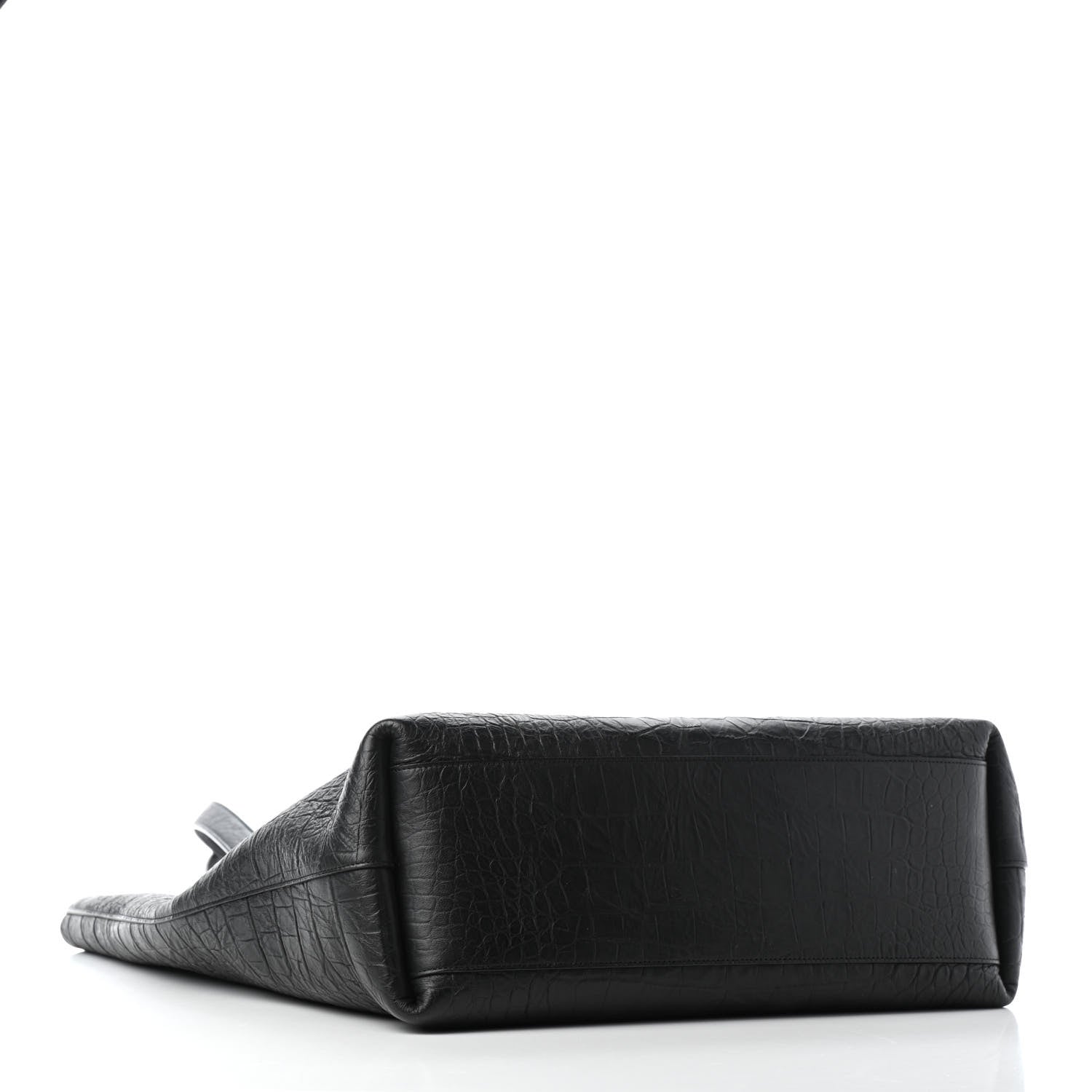 Saint Laurent Calfskin Crocodile Embossed Bold Shopper Tote Black 3 of 6