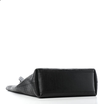 Saint Laurent Calfskin Crocodile Embossed Bold Shopper Tote Black 3 of 6