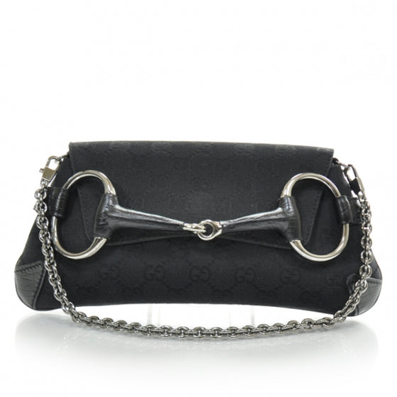 Monogram Horsebit Clutch Black