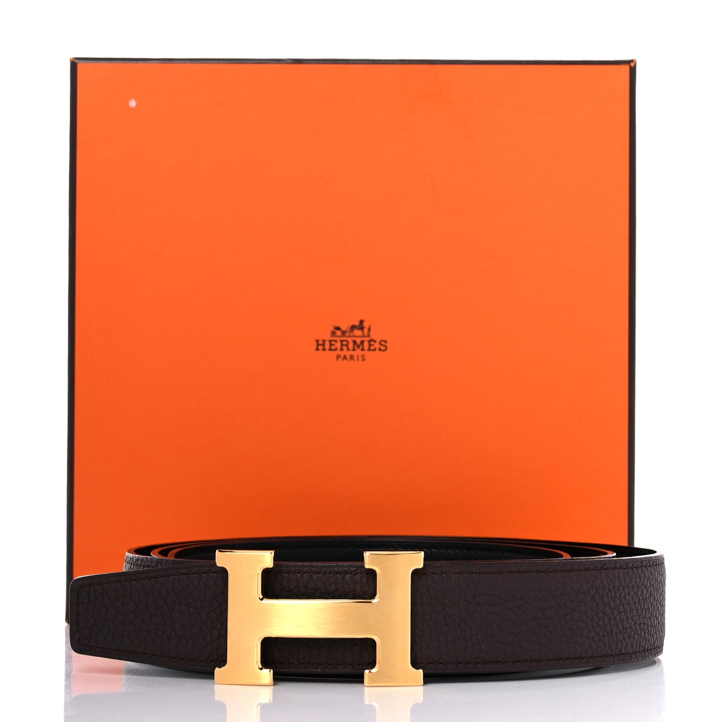 Togo Box 32mm H Belt 120 Chocolate Black