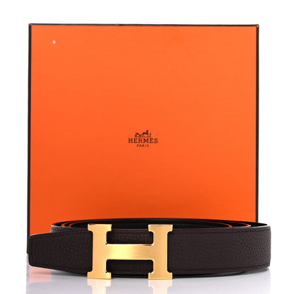 Hermes Togo Box 32mm H Belt 120 Chocolate Black 7 of 7