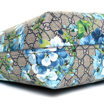 Gucci GG Supreme Monogram Blooms Medium Reversible Tote Beige Blue Navy 5 of 15