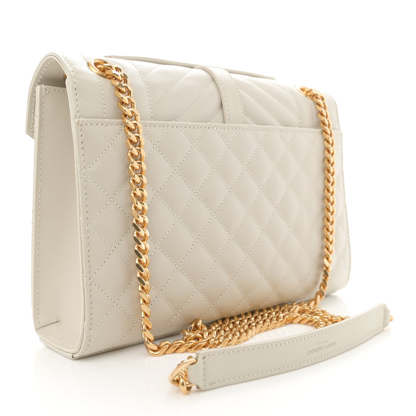 Grain De Poudre Textured Mixed Matelasse Medium Triquilt Monogram Satchel Crema Soft