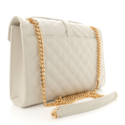 Saint Laurent Grain De Poudre Textured Mixed Matelasse Medium Triquilt Monogram Satchel Crema Soft 3 of 11