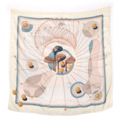 Hermes Silk Swing Scarf 70 Ivory Rose Nacre Bleu 2 of 18