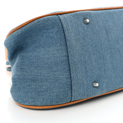 Christian Dior Denim Embroidered Satchel Blue 9 of 11