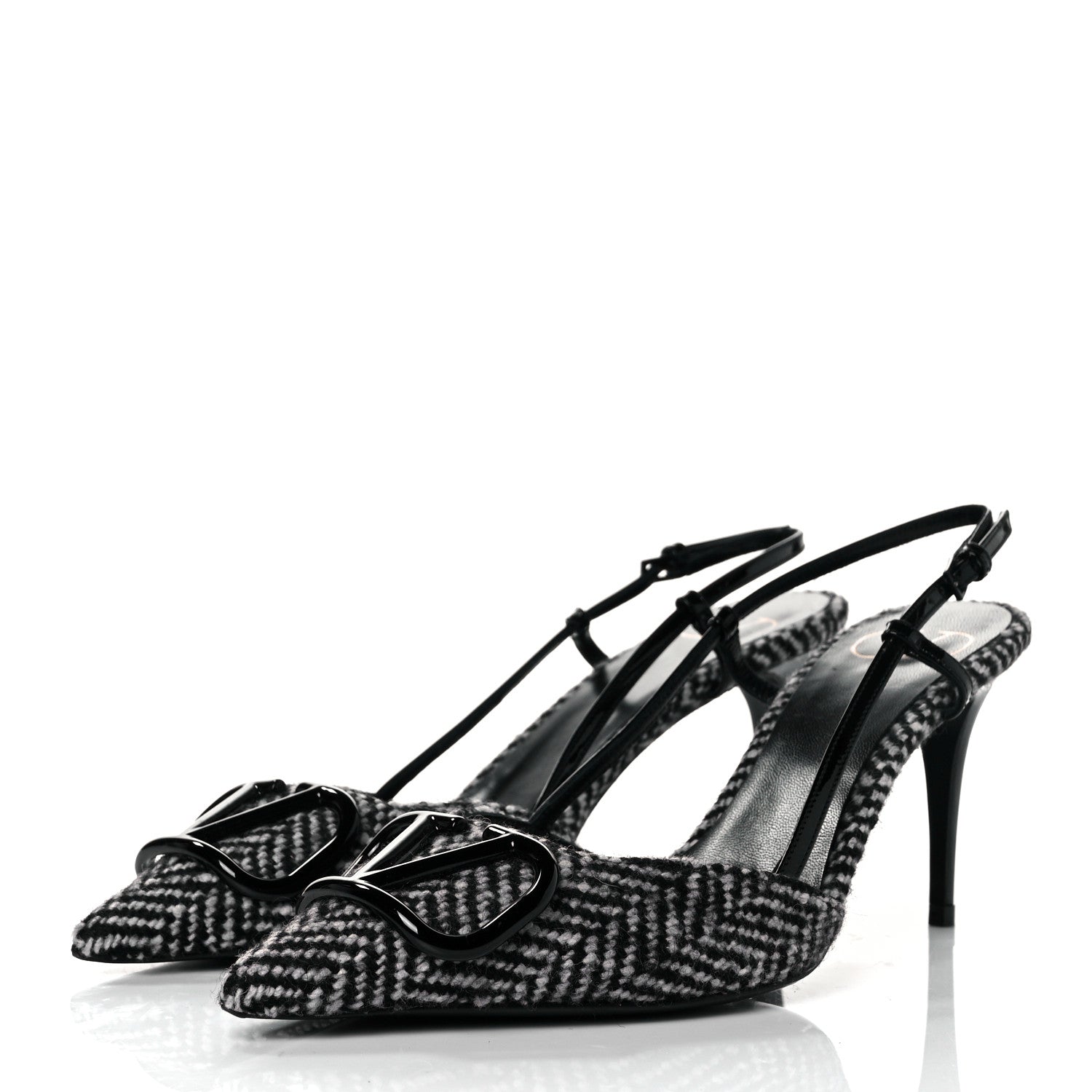 Valentino Garavani Tweed Signature Vlogo Slingback 80mm Pumps 38.5 Black 3 of 10