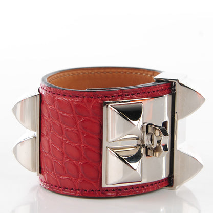 Hermes Matte Alligator Collier De Chien CDC Small Bracelet Rouge H 3 of 6