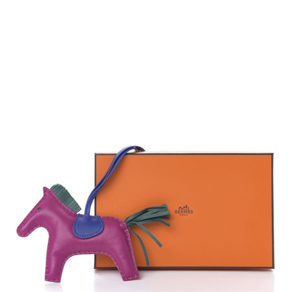Hermes Milo Lambskin Grigri Rodeo Horse Bag Charm MM Rose Pourpre Malachite Bleu Electrique 5 of 5