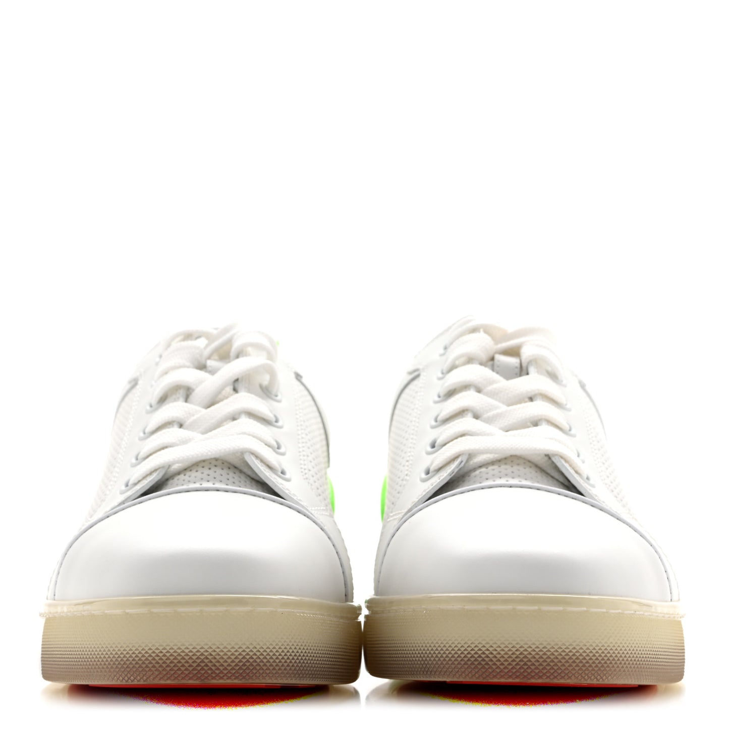 Calfskin Perforated Mens Fun Louis Junior Flat Sneakers  41.5 White Fluo Green