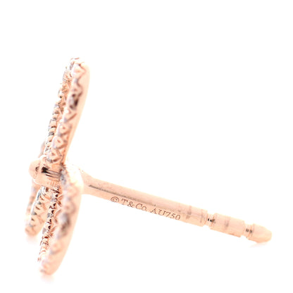 Tiffany 18K Rose Gold Diamond Paper Flowers Open Flower Earrings 5 of 5
